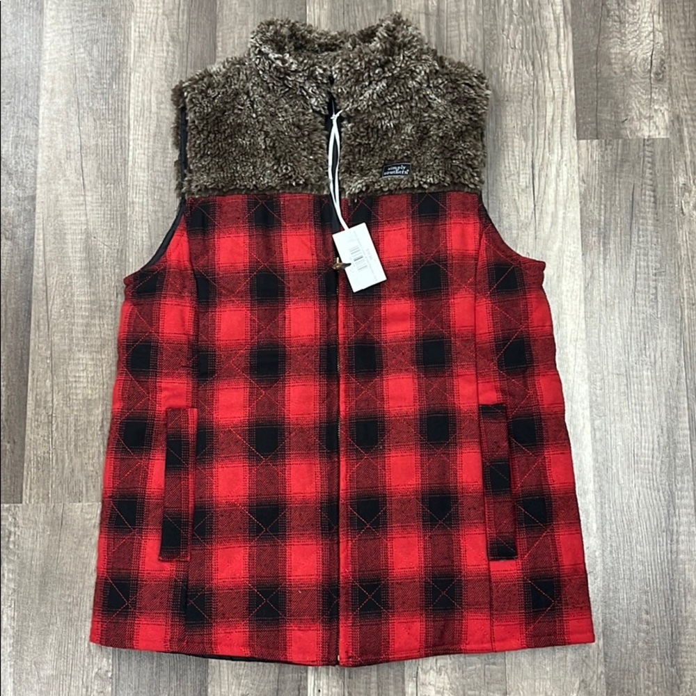 Simply Southern Lumber Jill Vest-Plaid Red